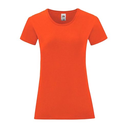 T-shirt orange en coton pour femmes avec manches courtes.