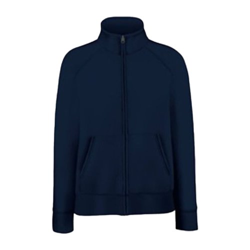 Veste de survtement noir-bleu en mlange de coton avec fermeture clair et poches.