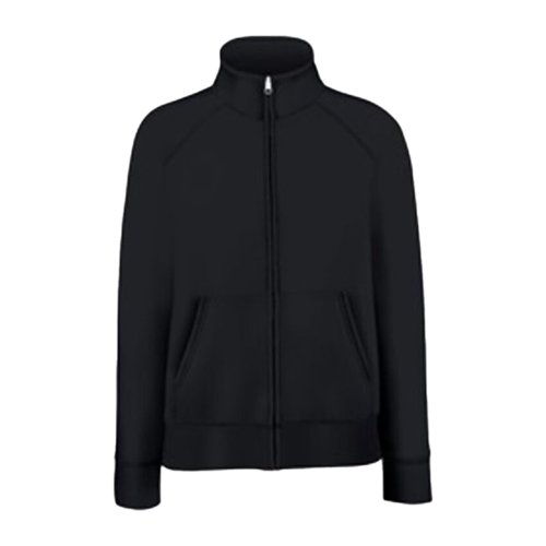 Veste de survtement noire en mlange de coton avec fermeture clair intgrale et poches.