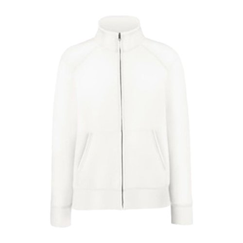 Veste de survtement blanche en mlange de coton avec fermeture clair intgrale.