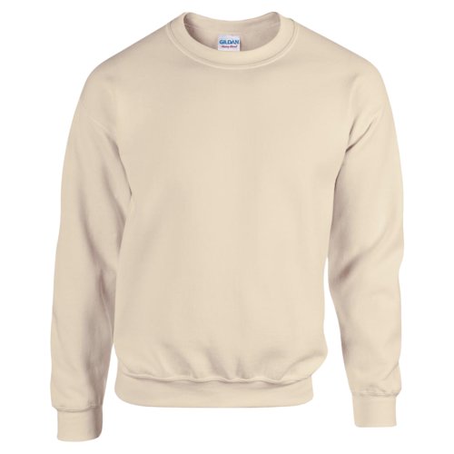 Sweat-shirt pour homme couleur sable en mlange de coton avec encolure ronde.