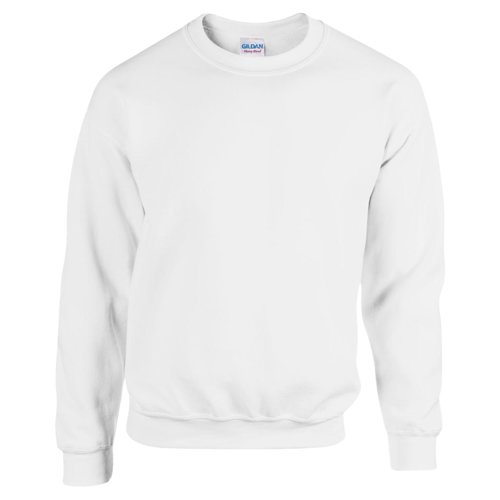 Sweat-shirt blanc pour homme en mlange coton-polyester avec col rond.