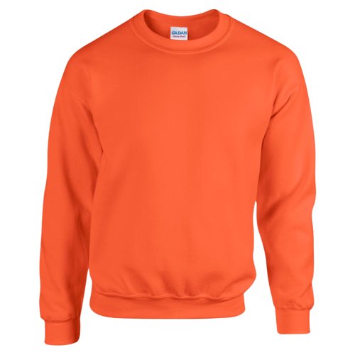 Sweat-shirt orange pour homme en mlange de coton avec col rond et manches longues.