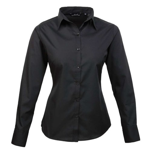 Blouse popeline noire en mlange de coton pour femmes.