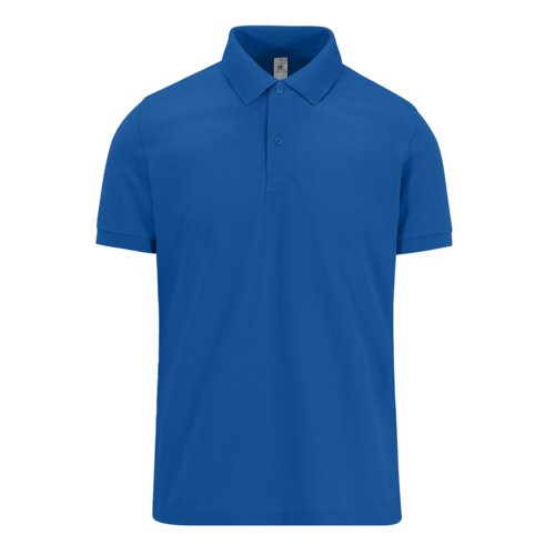 Polo en coton bleu roi pour homme avec courte patte boutonne.