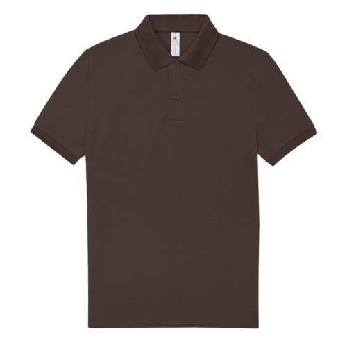 Polo en coton marron fonc pour homme avec courte patte boutonne.