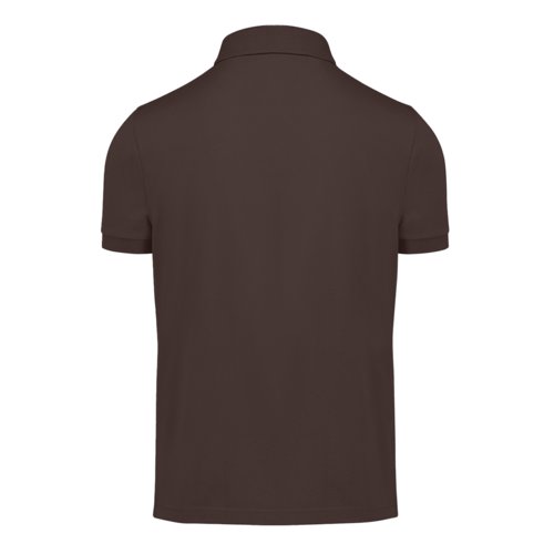 Polo en coton marron fonc pour homme avec une courte patte boutonne.