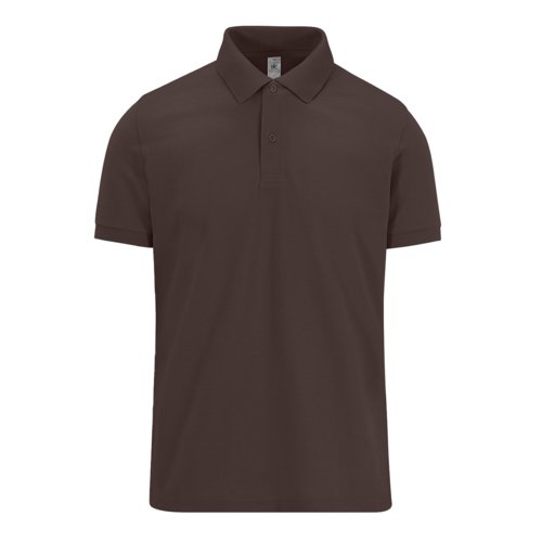 Polo en coton marron fonc pour homme avec courte patte de boutonnage.
