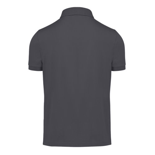 Polo en coton gris fonc avec courte patte boutonne.