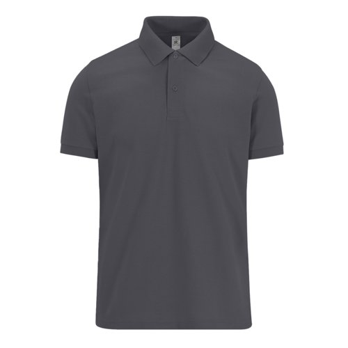 Polo en coton gris fonc pour homme avec courte patte de boutonnage.