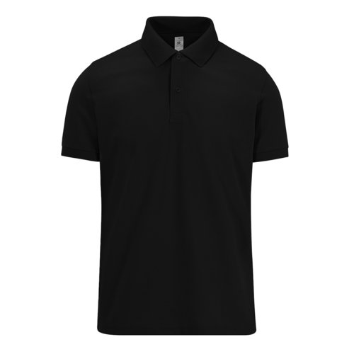 Polo noir en coton pour hommes avec courte patte boutonne.