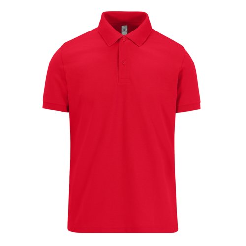 Polo rouge en coton avec courte patte boutonne.