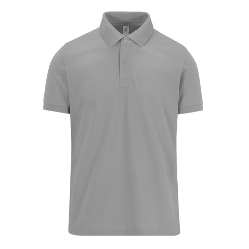 Polo en coton gris pour homme avec courte patte boutonne.
