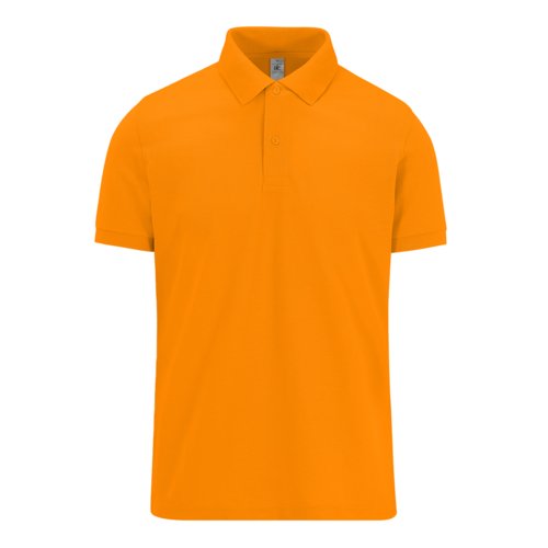 Polo orange en coton avec manches courtes et patte de boutonnage.