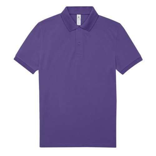 Polo violet en coton pour hommes avec une courte patte de boutonnage.