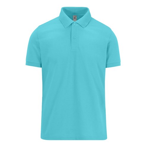 Polo turquoise en coton pour homme avec courte patte boutonne.