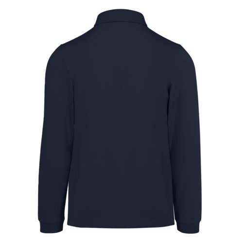 Polo en coton bleu marine  manches longues pour hommes.
