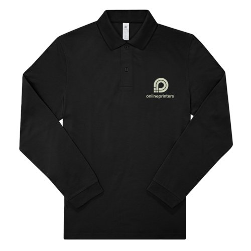 Polo noir  manches longues en coton pour hommes.