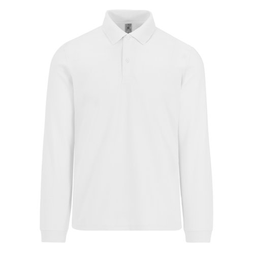 Polo blanc en coton  manches longues pour hommes.
