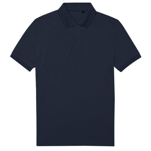 Polo bleu marine en polyester recycl et coton.