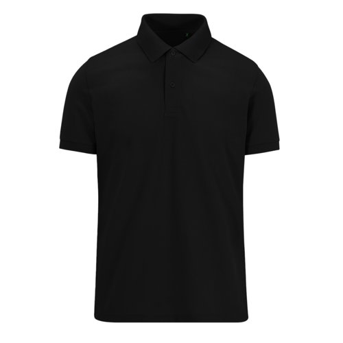 Polo noir en polyester recycl et coton pour hommes.