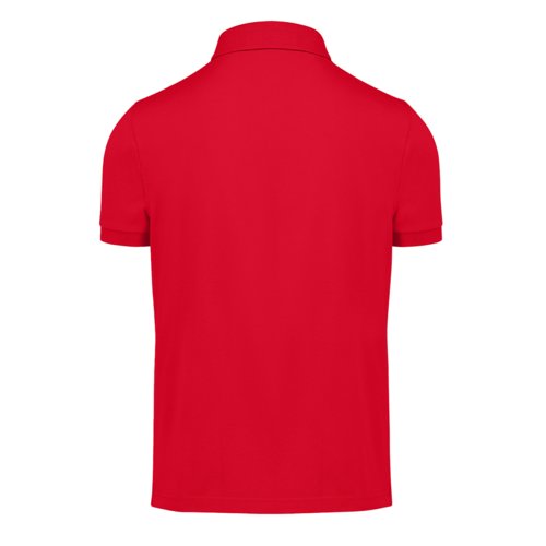 Polo rouge en polyester recycl et coton pour hommes.