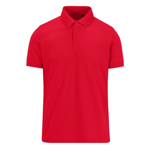 Polo rouge en polyester recycl et coton pour hommes.