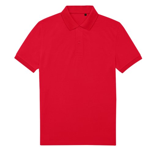 Polo rouge en polyester recycl et coton pour hommes.