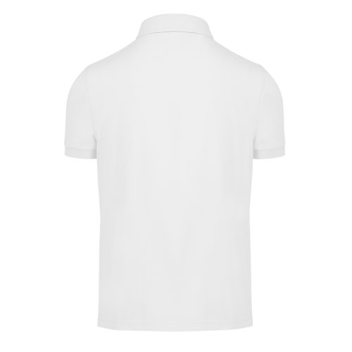 Polo blanc en polyester recycl et coton pour hommes.