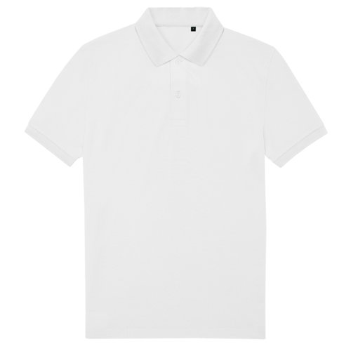 Polo blanc en polyester recycl et coton pour hommes.