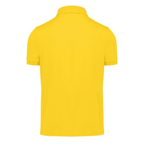 Polo jaune en polyester recycl et coton pour hommes.
