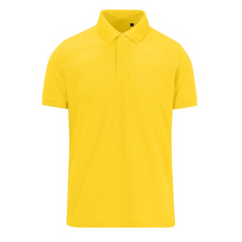 Polo jaune en polyester recycl et coton, avec manches courtes.