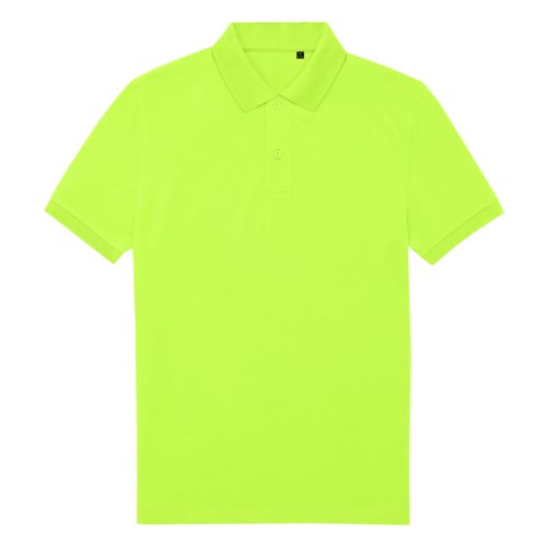 Polo vert pomme en polyester recycl et coton avec patte boutonne.