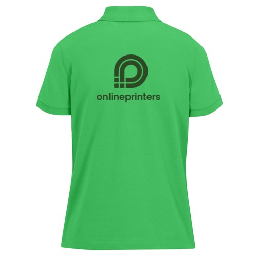 Polo en coton vert pour femme avec courte patte de boutonnage.