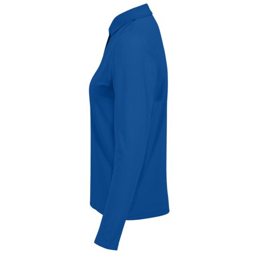 Polo  manches longues en coton bleu roi pour femme.