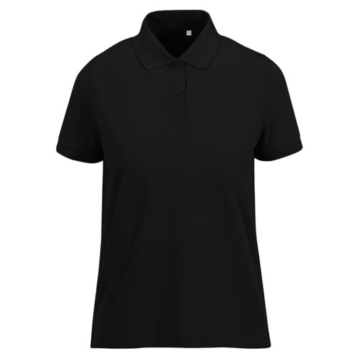 Polo noir en polyester recycl et coton pour femmes.