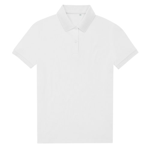 Polo blanc pour femme en polyester recycl et coton  manches courtes.