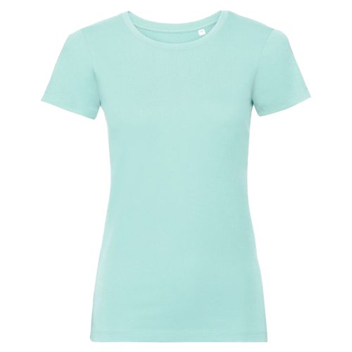 T-shirt pour femme aquablue en coton biologique  manches courtes.
