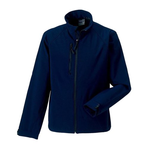 Veste softshell bleu marine en polyester et lasthanne pour hommes.