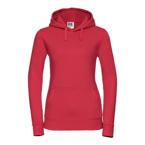 Sweat  capuche rouge en coton-polyester pour femme avec capuche et poche kangourou.