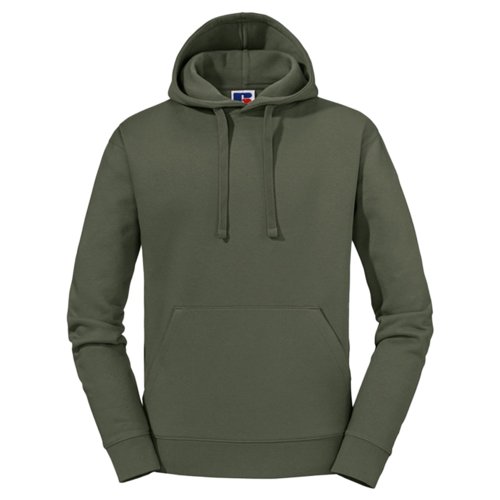 Sweat  capuche olive en coton-polyester avec cordon de serrage et poche kangourou.