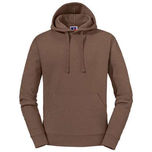 Sweat  capuche marron en coton-polyester pour hommes avec poche kangourou.