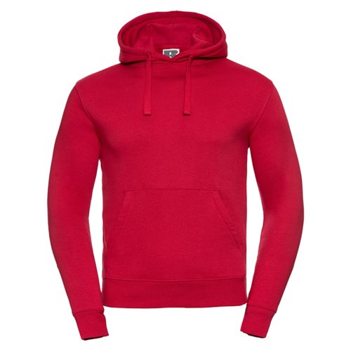 Sweat  capuche rouge en coton-polyester pour homme avec cordon de serrage et poche kangourou.
