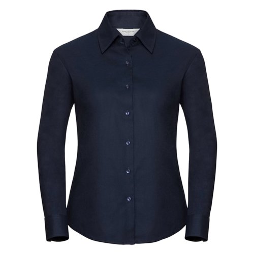 Blouse bleu marine en mlange de coton avec manches longues.