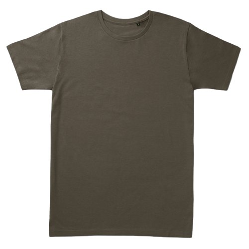 T-shirt kaki en coton avec manches courtes et col rond.