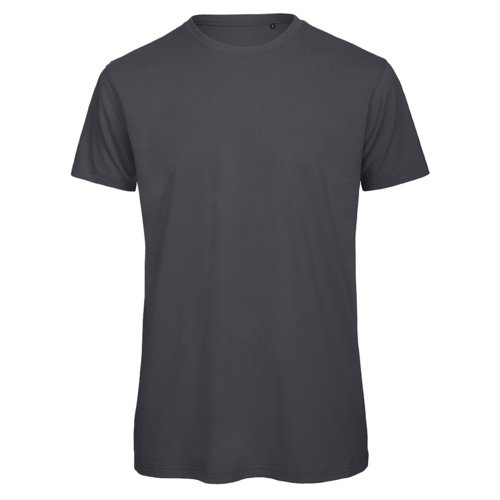 T-shirt en coton gris fonc avec manches courtes et col rond.