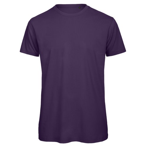 T-shirt violet fonc en coton bio pour hommes avec manches courtes.