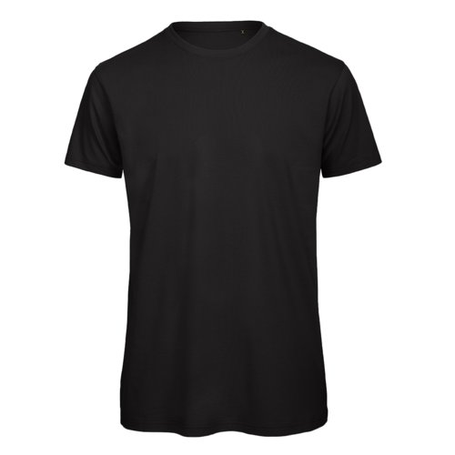 T-shirt noir en coton biologique avec manches courtes.