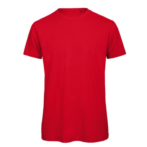 T-shirt rouge en coton biologique  manches courtes.