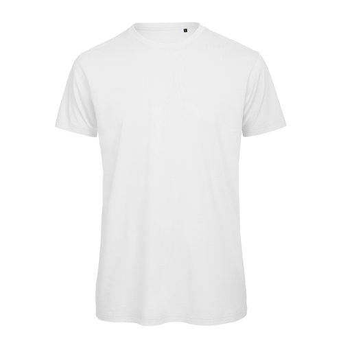 T-shirt blanc en coton avec manches courtes et encolure ronde.